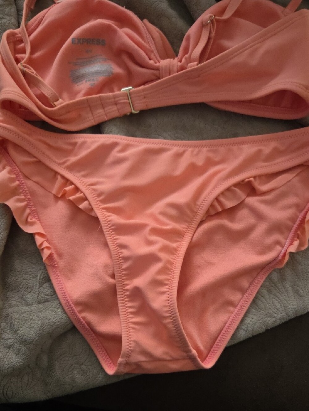 Express Coral Ruffle Bikini Set - Picture 6 of 9